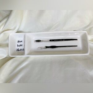 Rae Dunn Ceramic Pen Pencil Holder Divided Tray Desk Organizer